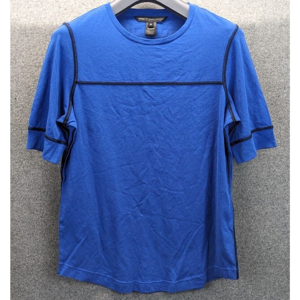 Marc by Marc Jacobs Women's Exposed Seam Logo Tee Blue Velvet Multi Size M NWT